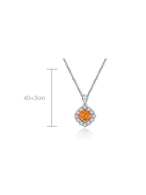 A&T Jewelry 925 Sterling Silver High Carbon Diamond Orange Geometric Luxury Necklace 2