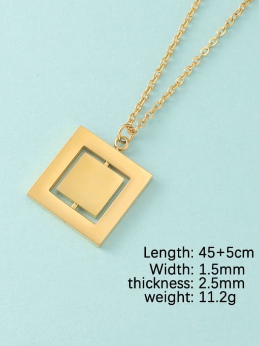 MEN PO Stainless steel Rotatable Double Layer Geometric Square  Pendant Necklace 1