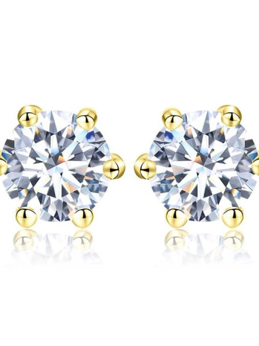 Gold (white Mosan diamond) 925 Sterling Silver Moissanite Geometric Dainty Stud Earring