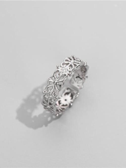 Pattern ring 925 Sterling Silver Flower Vintage Band Ring