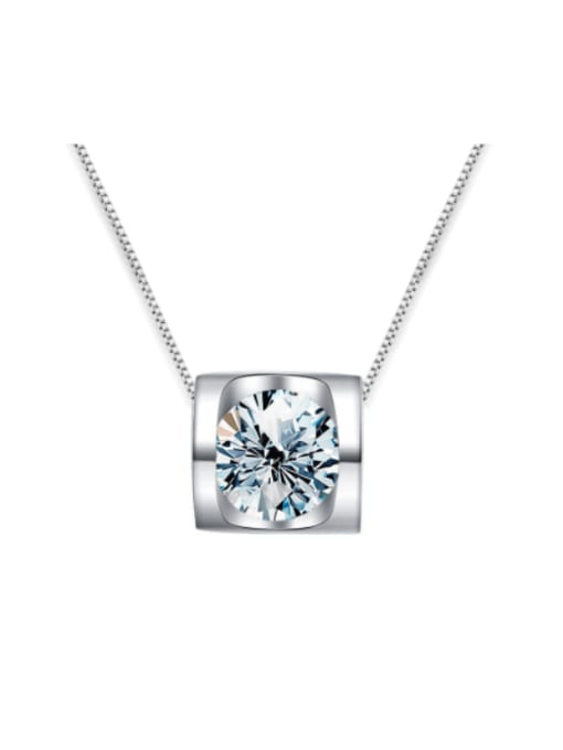 LOLUS 925 Sterling Silver Moissanite Square Dainty Necklace 2