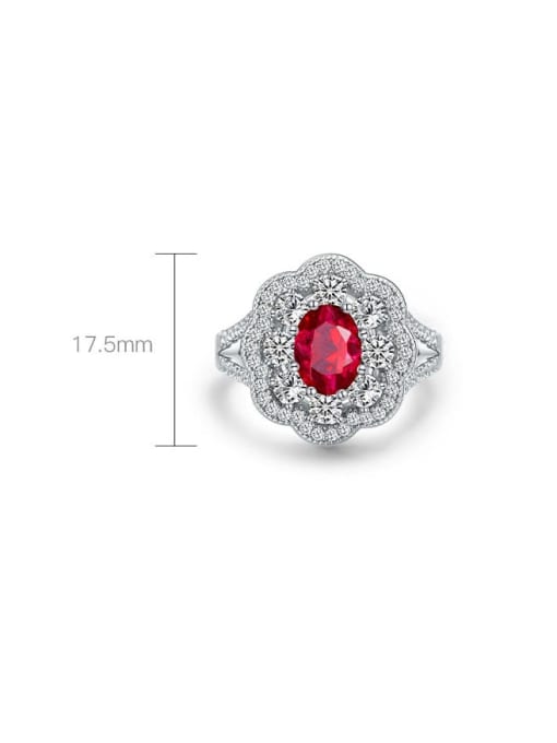 A&T Jewelry 925 Sterling Silver High Carbon Diamond Red Geometric Luxury Ring 2