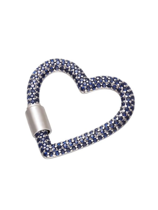 Platinum+Blue Brass Microinlay Cubic Zirconia Geometric Heart Shaped Pendant