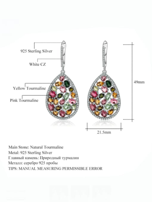 ZXI-SILVER JEWELRY 925 Sterling Silver Natural Stone Geometric Artisan Drop Earring 2