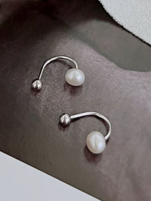 STL-Silver Jewelry 925 Sterling Silver Freshwater Pearl Geometric Dainty Stud Earring 2