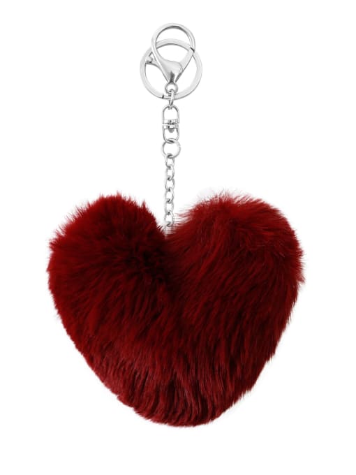 Burgundy k68014 Zinc Alloy Feather Heart Minimalist Bag Pendant