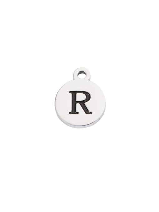 Steel  R Stainless steel Minimalist Round  Letter Pendant