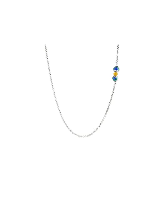 TAIS 925 Sterling Silver Glass Stone Enamel Fish Dainty Necklace