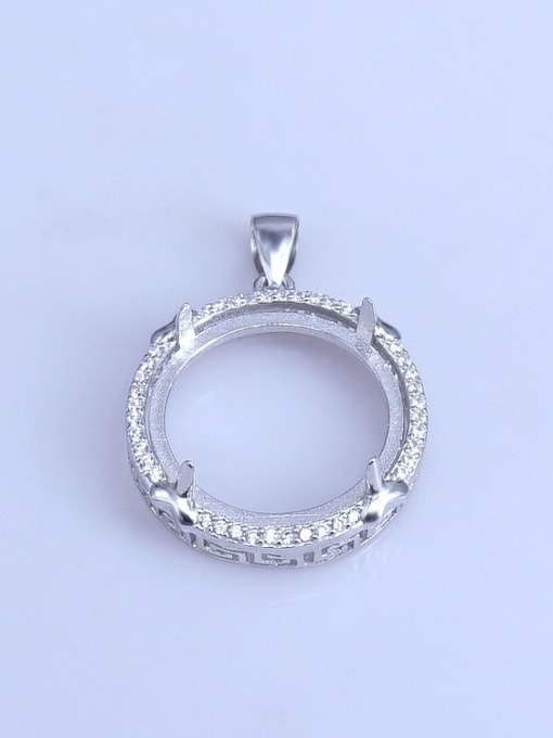 Supply 925 Sterling Silver Rhodium Plated Round Pendant Setting Stone size: 20*20mm 0