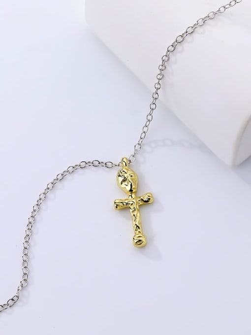 YA0038 color separation 925 Sterling Silver Cross Minimalist Regligious Necklace