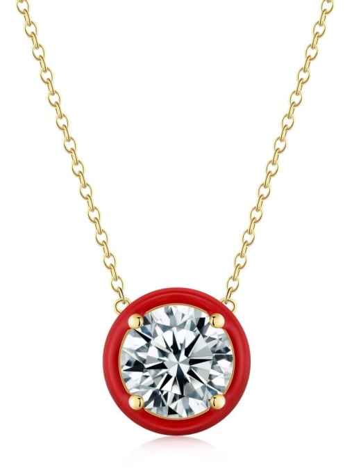 Golden Red DY190132 925 Sterling Silver Cubic Zirconia Geometric Minimalist Necklace