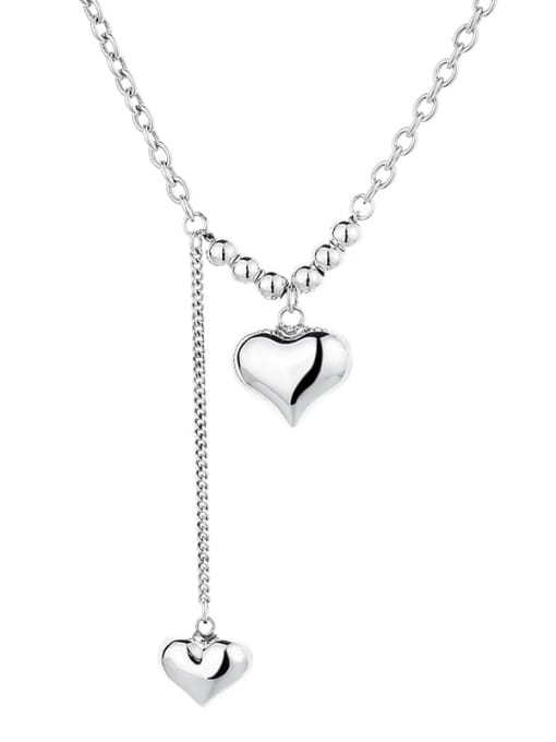 358L15.7g 925 Sterling Silver Heart Vintage Lariat Necklace