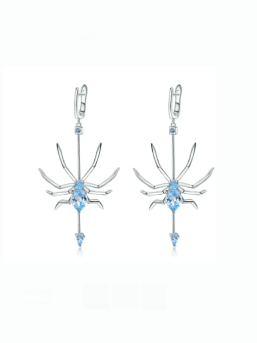 ZXI-SILVER JEWELRY 925 Sterling Silver Natural Color Treasure Topaz Bug Artisan Insect Hook Earring