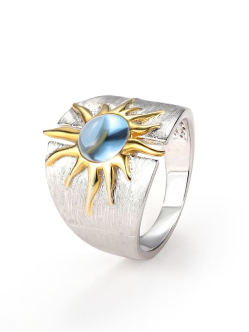 Sun Goddess natural Topaz Ring 925 Sterling Silver Carnelian Irregular Sun Artisan Band Ring