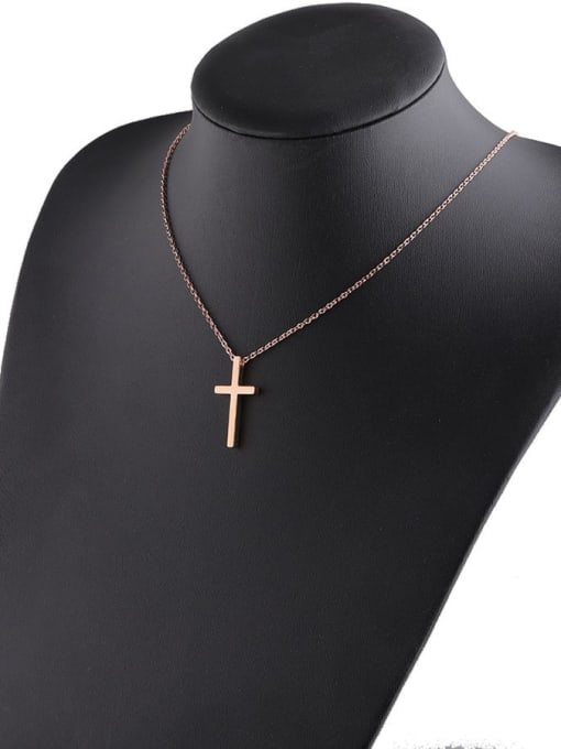 Rose gold 15x30 cross Stainless steel Cross Minimalist Necklace