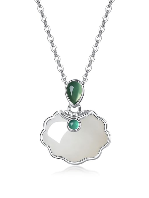 STL-Silver Jewelry 925 Sterling Silver Jade Locket Dainty Necklace 0