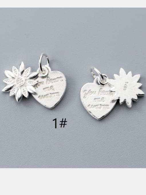 FAN 925 Sterling Silver Heart Flower Charm Height : 12 mm , Width: 10.5 mm 2