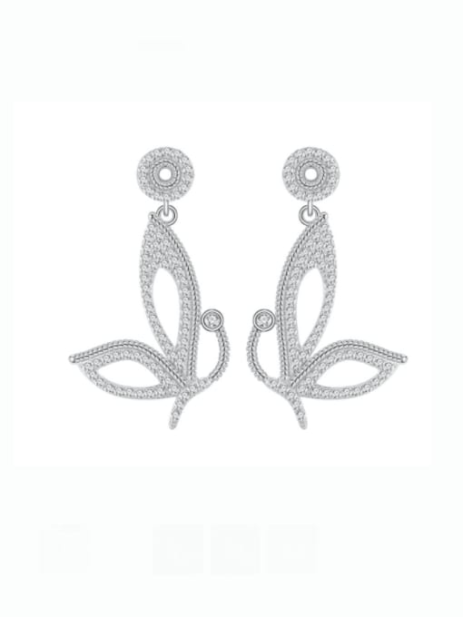 A&T Jewelry 925 Sterling Silver Cubic Zirconia Butterfly Luxury Cluster Earring 3