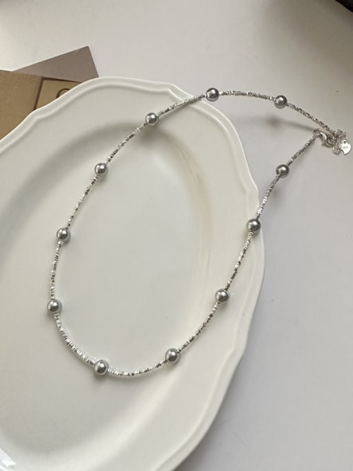 ARTTI 925 Sterling Silver Freshwater Pearl Geometric Dainty Beaded Necklace 0