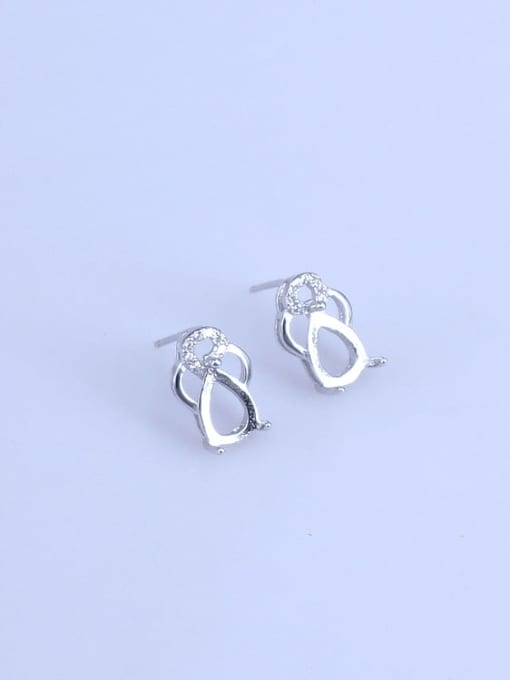 Supply 925 Sterling Silver 18K White Gold Plated Water Drop Earring Setting Stone size: 6*8mm 0