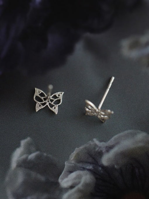 ZEMI 925 Sterling Silver Cubic Zirconia Butterfly Minimalist Stud Earring 2