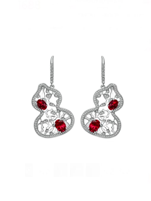 A&T Jewelry 925 Sterling Silver High Carbon Diamond Flower Luxury Hook Earring
