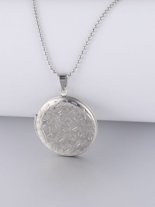 XH006 retro pattern round Stainless steel bead chain love pattern round shell book oval pendant necklace