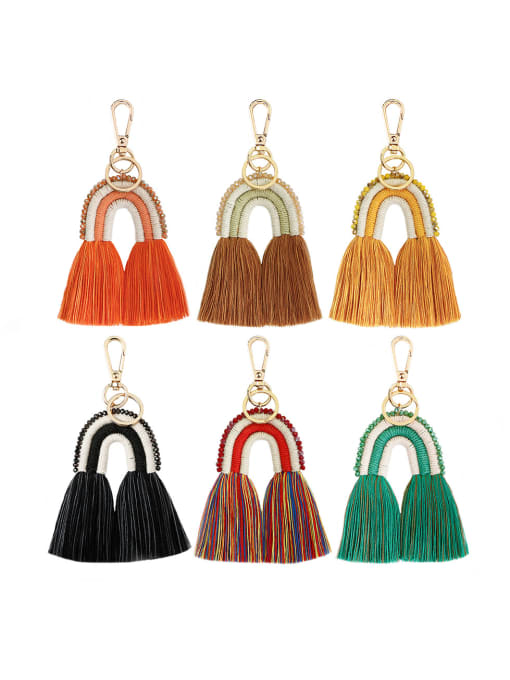JMI Alloy Bead Cotton Rope Rainbow Hand-Woven Bohemia Bag Pendant 3