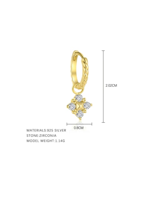 E5178 Gold Single 925 Sterling Silver Cubic Zirconia Geometric Minimalist Single Earring