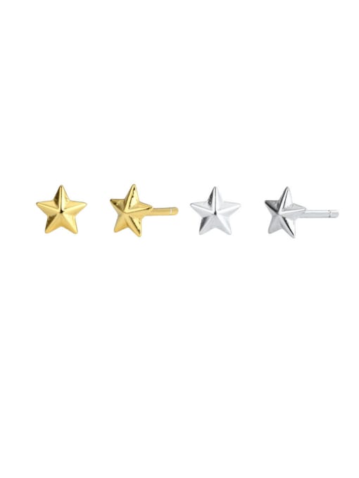 Jewel-Silver 925 Sterling Silver Pentagram Minimalist Stud Earring 0