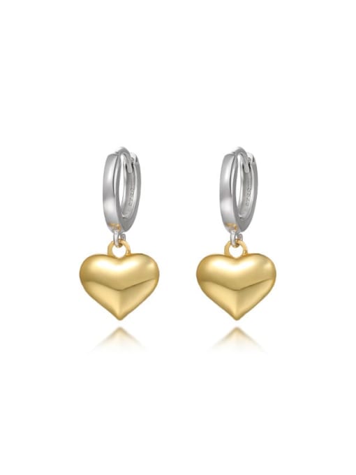 E3534 color separation 925 Sterling Silver Heart Minimalist Huggie Earring