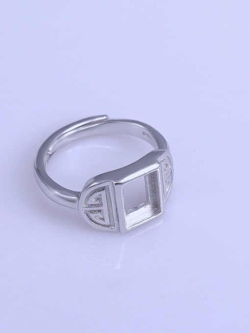 Supply 925 Sterling Silver 18K White Gold Plated Geometric Ring Setting Stone size: 6*8mm 2