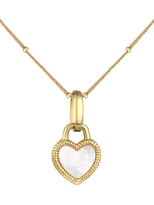 MW190024 S G WH 925 Sterling Silver Shell Heart Minimalist Necklace