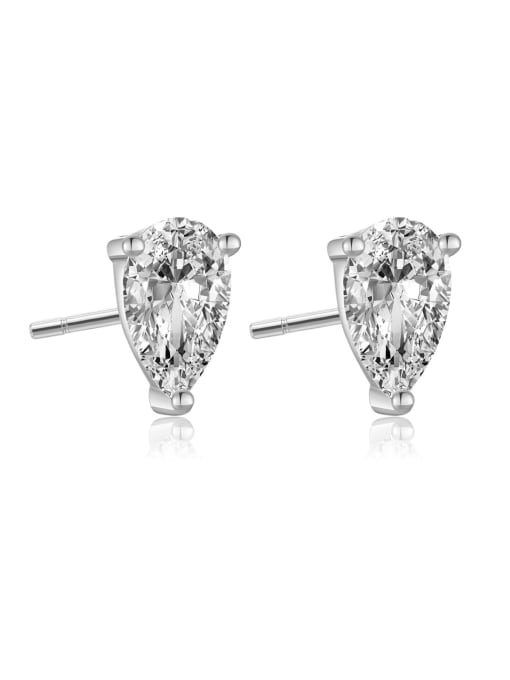 Platinum white stone 925 Sterling Silver Cubic Zirconia Water Drop Dainty Stud Earring