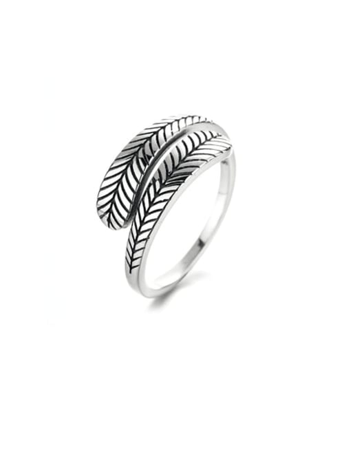 TAIS 925 Sterling Silver Feather Vintage Band Ring 0