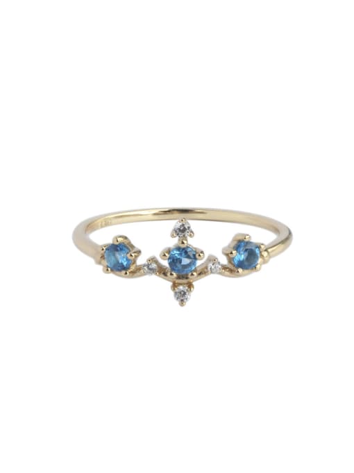 ZEMI 925 Sterling Silver Cubic Zirconia Blue Crown Dainty Band Ring