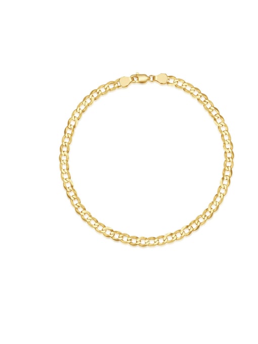 golden 925 Sterling Silver Geometric Chain Minimalist Link Bracelet