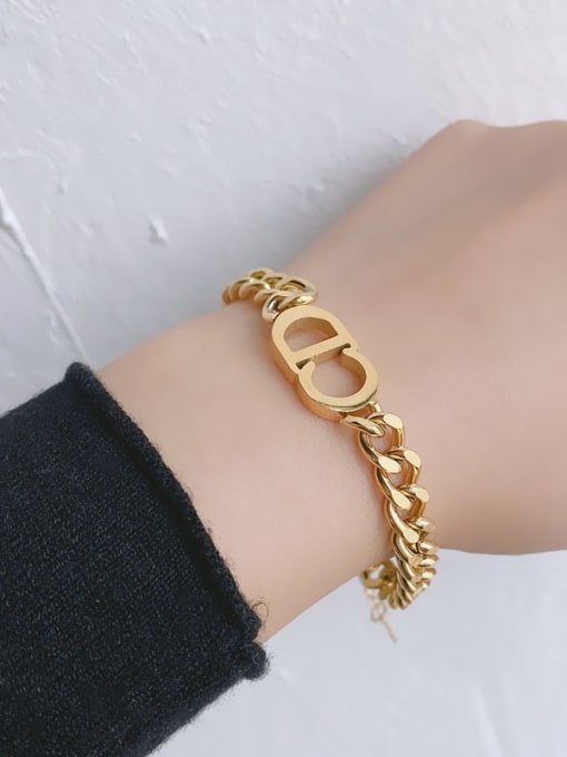 CD thick chain gold bracelet Titanium Steel Geometric Chain Minimalist Necklace