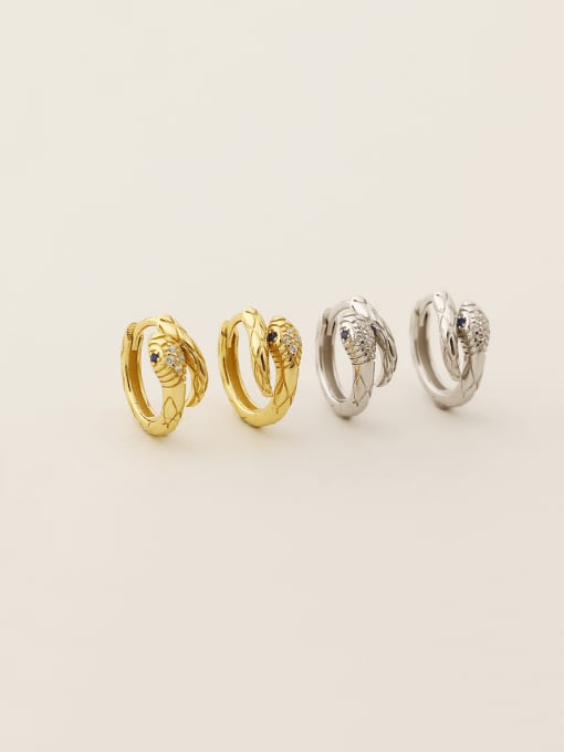 ACEE 925 Sterling Silver Cubic Zirconia Snake Trend Huggie Earring 0