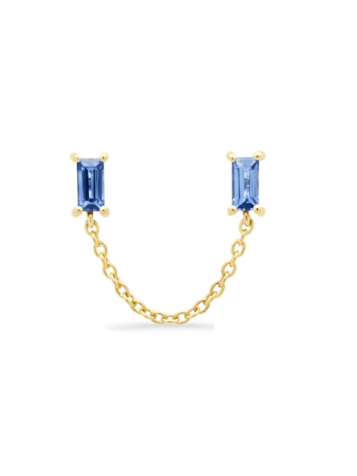 Single golden+ blue 925 Sterling Silver Cubic Zirconia Geometric Minimalist Single Earring(Single-Only One)