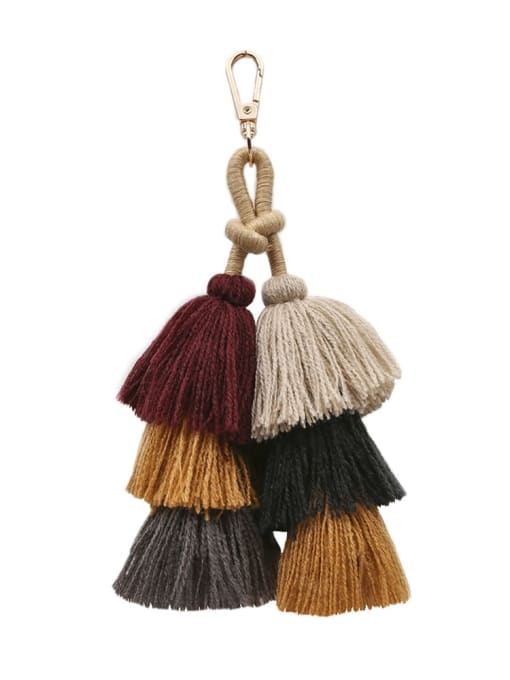 Red k68068 Alloy Cotton Rope Tassel Bohemia Hand-Woven  Bag Pendant