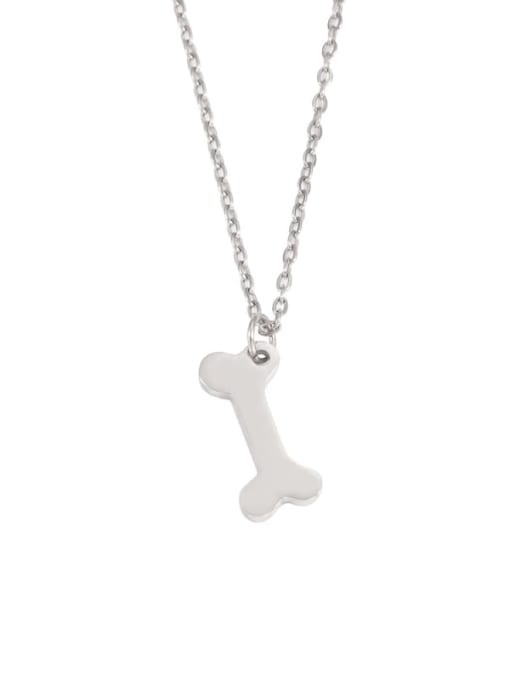 MEN PO Stainless steel Irregular Minimalist Dog bone shape Pendant Necklace 3