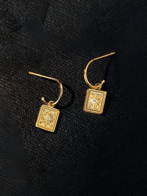 E3689 Gold Earrings 925 Sterling Silver Hip Hop Geometric  Earring and Necklace Set