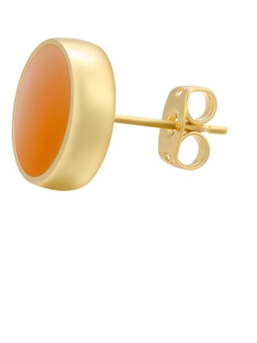 Orange 10m Brass Enamel Round Minimalist Stud Earring