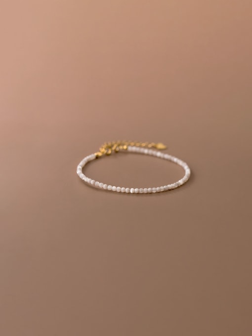 FAN 925 Sterling Silver sweet shell beads Dainty Beaded Bracelet 0