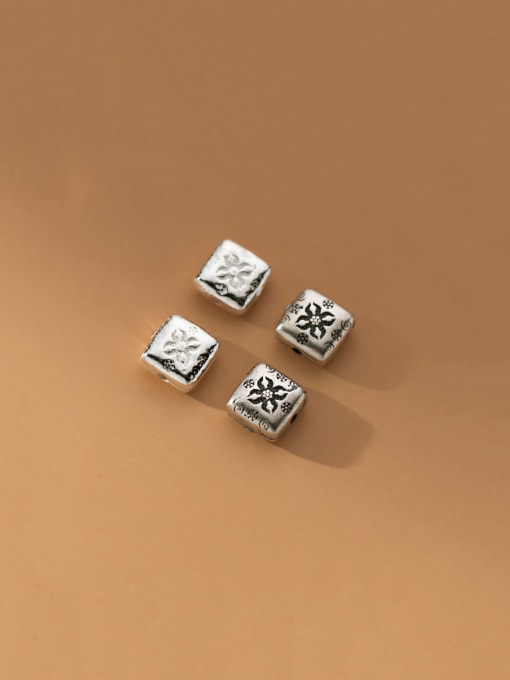 FAN 925 Sterling Silver Square Vintage Beads