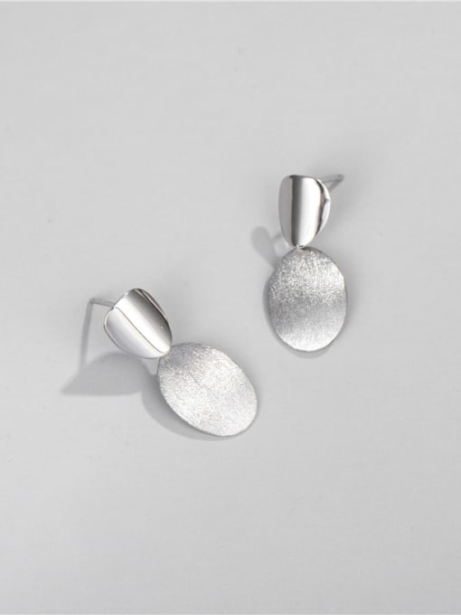 Oval wire drawing Earrings 925 Sterling Silver Geometric Minimalist Stud Earring