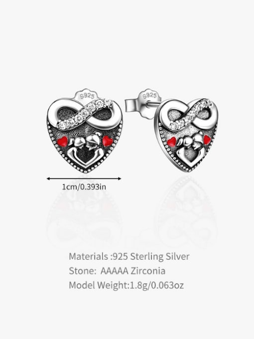 7 925 Sterling Silver Heart Vintage Stud Earring