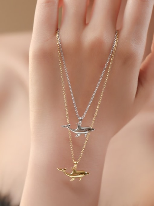 YUANFAN 925 Sterling Silver Dolphin Cute Necklace 2
