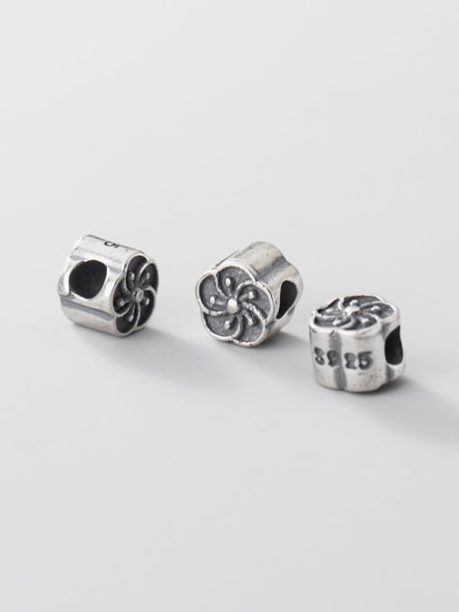 FAN S925 silver aged 7mm flower spacer beads 1